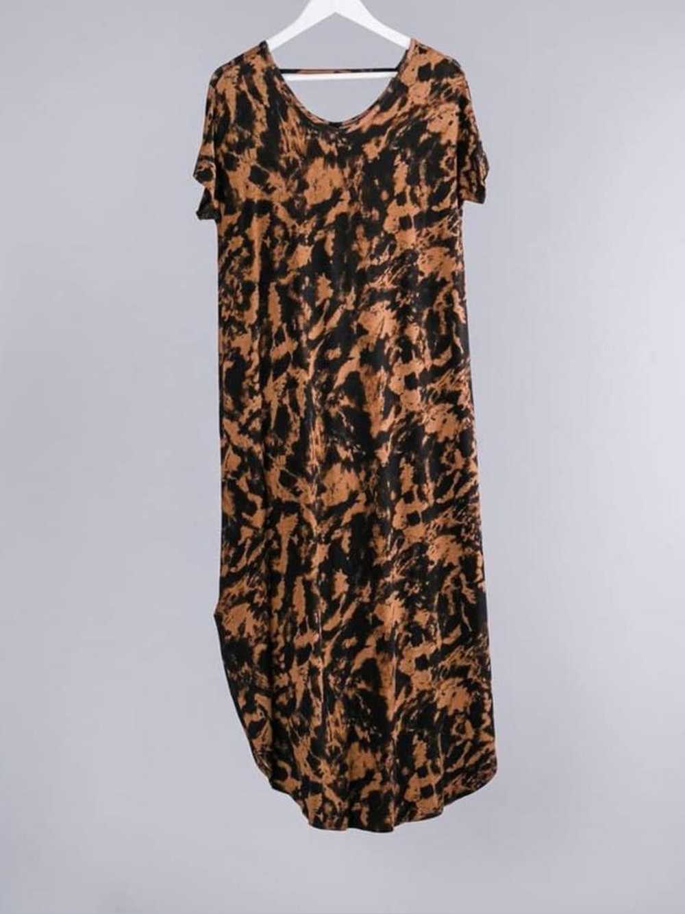 LuLaRoe Macy Brown and Black Tie-Dye Maxi Dress